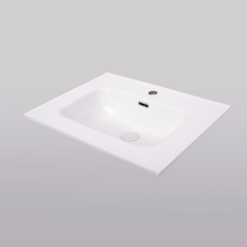 Cerazul - lavabo porcelánico tipo encimera modelo Eos en formato rectangular.