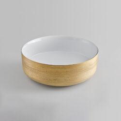 Cerazul Round Gold - lavabo sobremesa circular con acabado exterior rayado de color oro