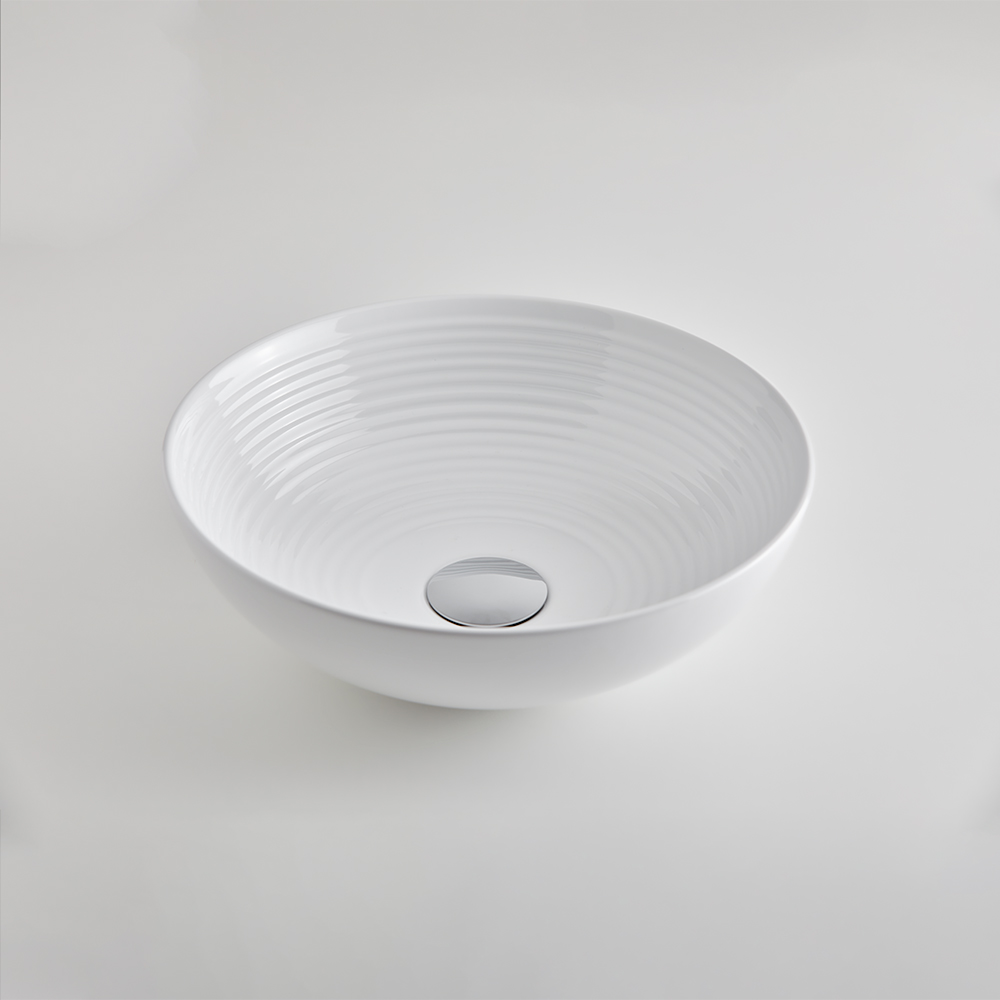 Cerazul Inside Blanco Brillo - Lavabo circular sobrencimera con relieve interior