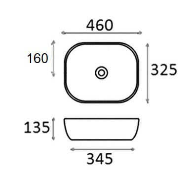 Cerazul - lavabo sobremesa modelo Bia - planimetría