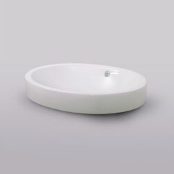 Lavabo porcelánico Cerazul modelo Ceo. Lavabo sobre encimera ovalado.