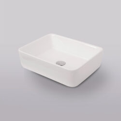 Lavabo sobre encimera Cerazul modelo Vesta, formato rectangular. Color blanco